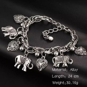 Silver Vintage Elephant Charm Bracelet